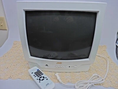 JVC C-13011 13" CRT TV Retro Gaming With Remote White 1999  RARE Vintage - Image 1 of 4