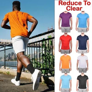 Mens Breathable T Shirts Cool Dry Running Gym Top Sports Performance Wicking - Picture 1 of 45