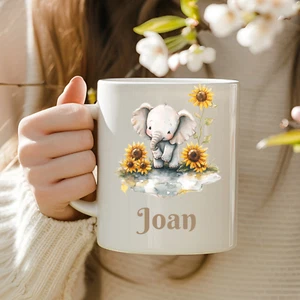 Personalised Design Mug. Coffee Tea Mug With Elephant Design Ceramic. - Picture 1 of 2