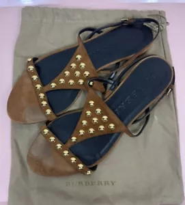 Sandali donna Burberry marrone oro borchie taglia 38 - Foto 1 di 9