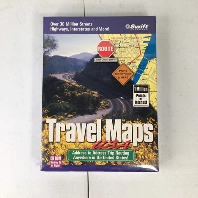 Swift Software – Travel Maps USA - Windows PC - 1998 -New/ Sealed CD Rom - Image 1 of 4