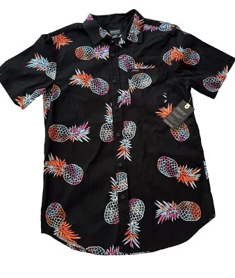 MATIX Shirt Men's S Multicolor Hawaiian Theme Pineapple Print Black Short Sleeve - Image 1 of 4