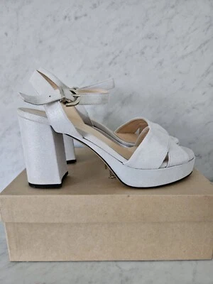 Russell & Bromley Silver Heels Leather Platform UK 8 EU 41 Shoes Sandals  - Image 1 of 4