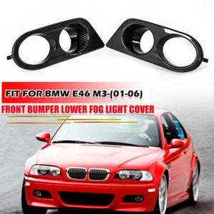 2X Carbon Fiber Front Fog Light Cover Grille For BMW E46 M3 2001~2006 2Door - Imagen 1 de 7