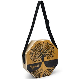 POGOLAB Portable Two-Tone Cajon Drum Wooden Drum with Adjustable Strap 26''-47'' - Picture 1 of 10