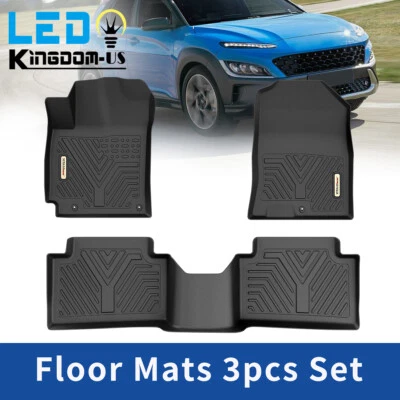 3D Car Floor Mats for 2018-2023 Hyundai Kona All Weather TPE Rubber Floor Liners - Image 1 of 4
