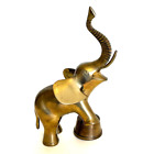Figurine statue vintage tronc surélevé en laiton éléphant debout sur batterie 
