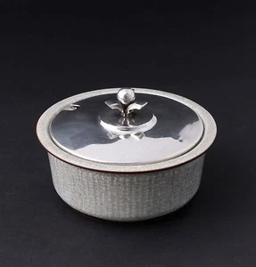 Tarro de mermelada Royal Copenhagen con tapa plateada P. Hertz. 1940. MUY RARO. - Imagen 1 de 7