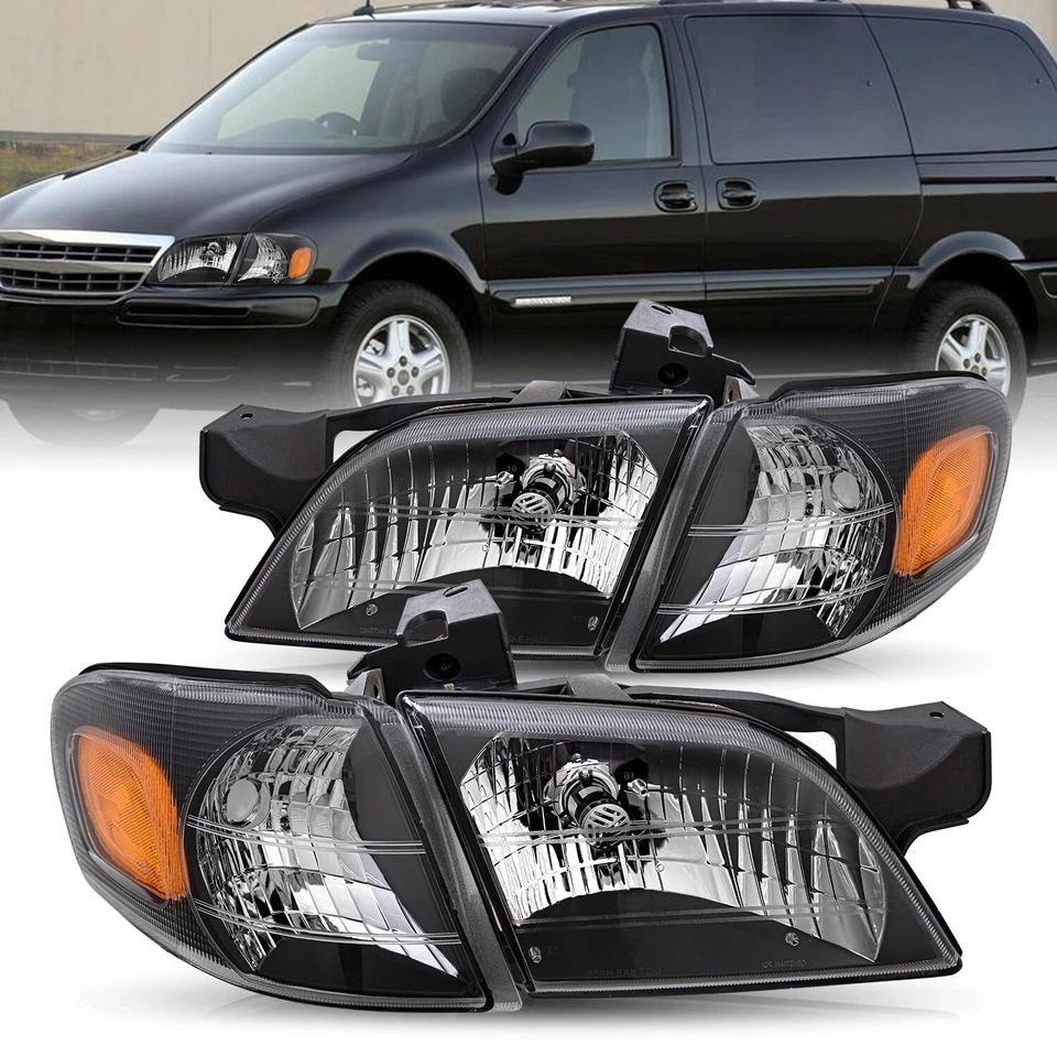 Conjunto de faros negros L+R para Pontiac Montana Chevy Venture 1997-2005 Foto 1 de 4