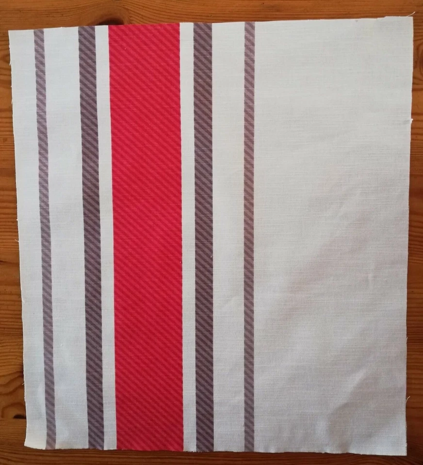 Fabric Remnant Red & Beige Stripes 40x44cm 100% Cotton Ashley Wilde Tarai Coral - Image 1 of 1