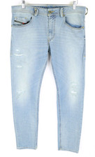 DIESEL Thommer 087AX W34/L32 Men Jeans Distressed Slim Skinny Stretch Light Blue