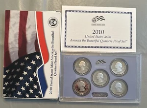 2010-S US Mint Clad Quarter Proof Set America the Beautiful ATB 5 Coins Box COA - Picture 1 of 5
