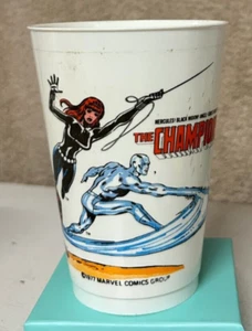 CHAMPIONS Marvel Super Heroes 7-11 CUP 1977 Black Widow Ghost Rider Hercules - Picture 1 of 3