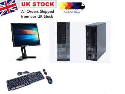 FULL DELL i3 DESKTOP TOWER PC & 19" Monitor TFT COMPUTER WINDOWS 11 SSD 8GB RAM - Image 1 of 2