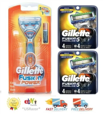 9 cartucce ricarica lame rasoio Gillette Fusion 8 Proglide Power manico rasoio - Immagine 1 di 4
