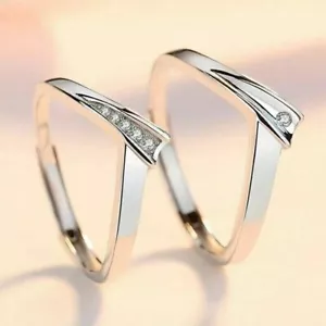 0.50 Ct Round Simulated Diamond Wedding Couple Ring Set 14K White Gold Plated - Picture 1 of 4