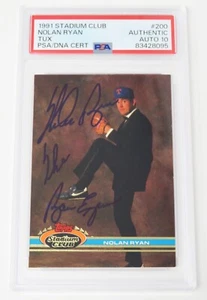Nolan Ryan HOF Signed Autograph 1991 Topps Stadium Club Tux Card 200 PSA 10 Auto - Picture 1 of 4