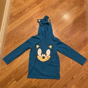 boys sonic shirt long sleeve hoodie size 8 - Picture 1 of 7