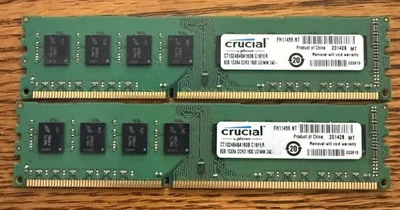 16GB CRUCIAL 2x8GB PC3L-12800u DDR3-1600MHz 2Rx8 Non-ECC # CT102464BD160B.C16FN - Image 1 of 2