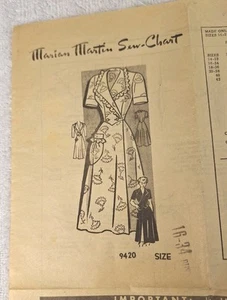 Vestido Marian Martin Vintage Años 40 Patrón Nº 9420 - Talla 16-34 - Imagen 1 de 10