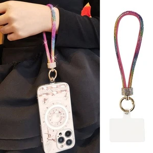 Bright Rhinestone Phone Lanyard Bling Bling Hanging Cord Phone Accessories - Photo 1 sur 22