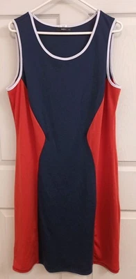 Vestido informal de dos tonos tejido línea A sin mangas 2X ING+ para mujer Foto 1 de 3