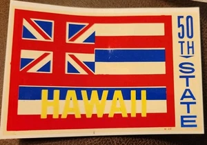 Vintage Hawaii 50th State Waterslide Fahrzeug Aufkleber/Gepäcketikett 60er - 70er Jahre - Bild 1 von 3