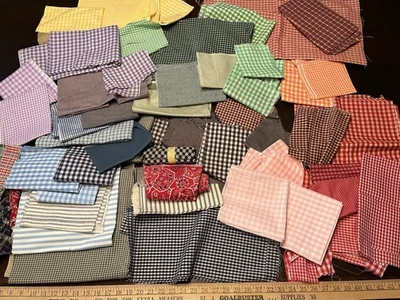 Lot Vtg Gingham Check Multicolor Cotton Sewing Quilting Fabric-Yardage 5.5 lbs - Image 1 of 4