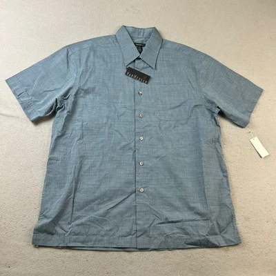 Van Heusen Shirt Mens Large 16-16.5 Blue No Iron Button Up Short Sleeves NWT - Image 1 of 4