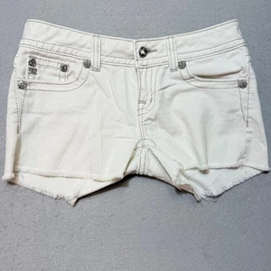 Miss Me Size 27 White Jean Shorts – Rhinestone / Bling Embellished/Frayed Hem - Picture 1 of 13