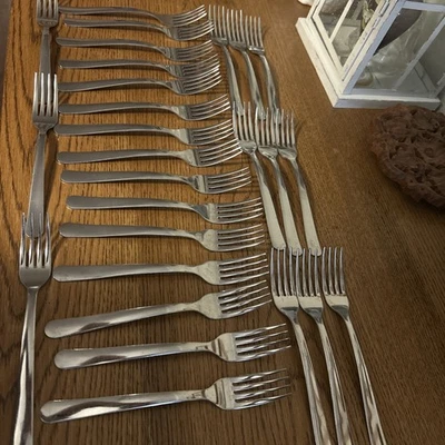 NSF Tramontina Brazil 732 Stainless Steel Lot of 27 Dinner Forks 7" EUC - Image 1 of 4