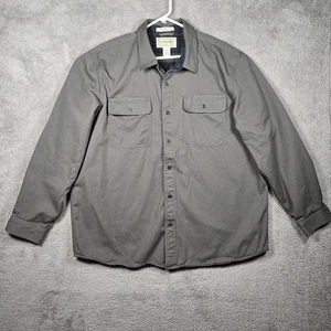 Camicia LL Bean uomo XL grigia shacket bottoni vestibilità tradizionale foderata a quadri Y2K - Foto 1 di 11