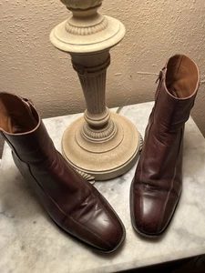 Vintage Fatte A Mano Brown Leather Ankle Booties Size 37.5 US 7.5 - Bild 1 von 11