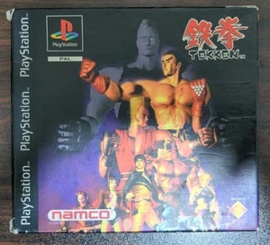 Tekken PS1 CAJA DE TARJETAS COMPLETA Raro Cartón Etiqueta Negra - Imagen 1 de 16