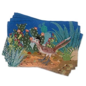 Roadrunner Placemats (Set of 4) (13" x 19") Woven Placemats Cactus Desert New... - Bild 1 von 5