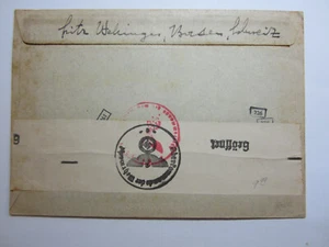 1942 Switzerland Cover with 2 National Fete Stamps Censored Germany WWII - Picture 1 of 10
