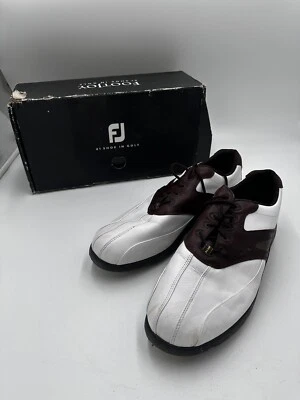 Men’s Footjoy Golf Shoes White/Brown Leather Athletic Sneakers Size 13 With Box - Image 1 of 4
