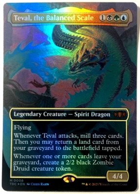 MTG Teval, the Balanced Scale (Borderless Foil) Commander Tarkir Dragonstorm NM - Image 1 of 4