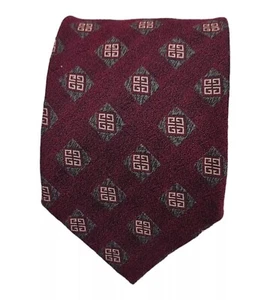 GIVENCHY XL Burgunderrot Geometrisch Monogramm Seidenmischung Krawatte ITALIEN 62"/3,6" EC - Bild 1 von 4