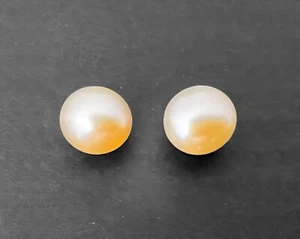 7mm Classic Round Pink Cultured Pearl 925 Sterling Silver Pierced Stud Earrings - Picture 1 of 4