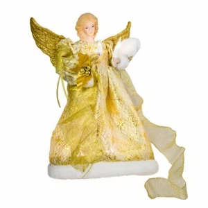 Gold Dress Angel Light Up Christmas Tree Topper Decoration 12" Tall NEW UL1979 - Picture 1 of 7