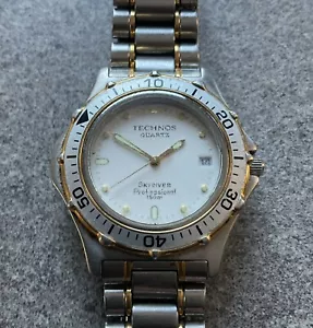 Vintage Technos Skydiver Quartz Watch 38mm Two Tone Case/Band 6M12.EB BCF - Picture 1 of 6