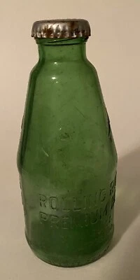 Botella de cerveza Rolling Rock vintage de vidrio verde con tapa. 7 Fl. Onzas. Latrobe PA Foto 1 de 4