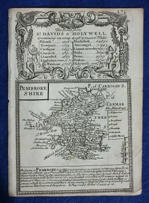 Original antique map from 'Britannia Depicta', PEMBROKESHIRE, Bowen, c.1724 - Image 1 of 2