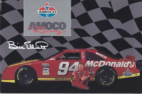 1995 BILL ELLIOTT "AMOCO / MCDONALD'S #94" NASCAR WINSTON CUP POSTCARD Cover