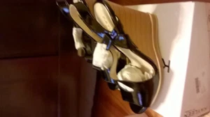 Women's patent Leather wedge sandals - Picture 1 of 2