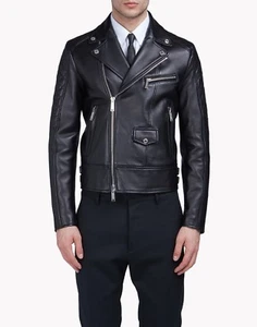 100% auth. DSQUARED "QUILTED BIKER CHIODO" LEATHER JACKET - Picture 1 of 10