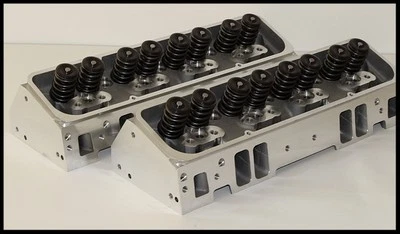SBC CHEVY 350 383 NKB-200cc ALUMINUM HEADS 64cc STRAIGHT PLUG NKB-274 - Image 1 of 2