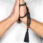 8mm brown Rudraksha black lava Mala yoga beads 108 knot Necklace Bohemia Fancy
