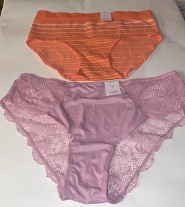 Women's Lace Trim Cheeky Underwear Auden Pink XXL(17) Hipster Seamless Pull On - Picture 1 of 12